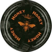 Víčko TO 82 - Černé pozadí se včelkou /  HONEY 21 /   700 kusů / cena za kus 2,30 Kč