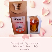 Dárkový set: Čaj z lásky pro Tebe, růže, která nikdy nezvadne