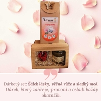 Dárkový set: Šálek lásky, věčná růže a sladký med.